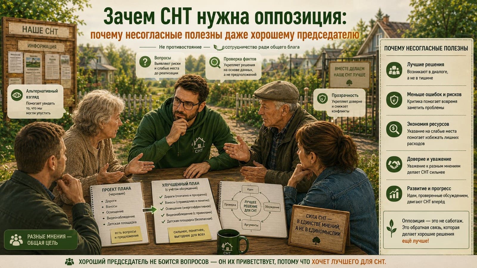 Зачем СНТ нужна оппозиция: почему несогласные полезны даже хорошему председателю
