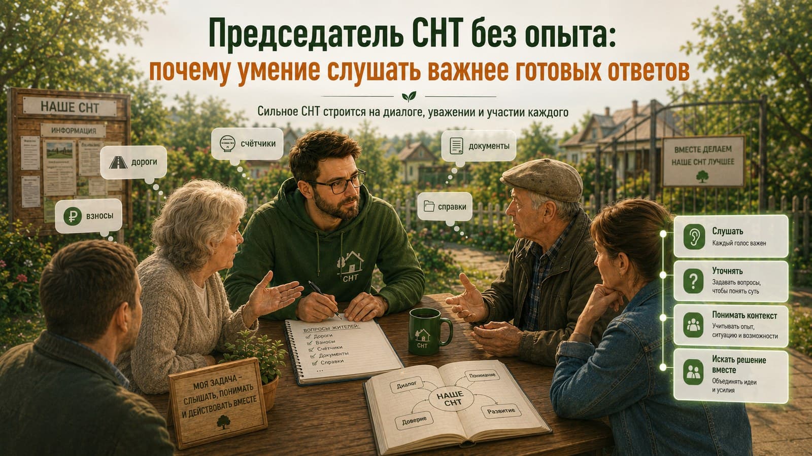 Председатель СНТ без опыта: почему умение слушать важнее готовых ответов